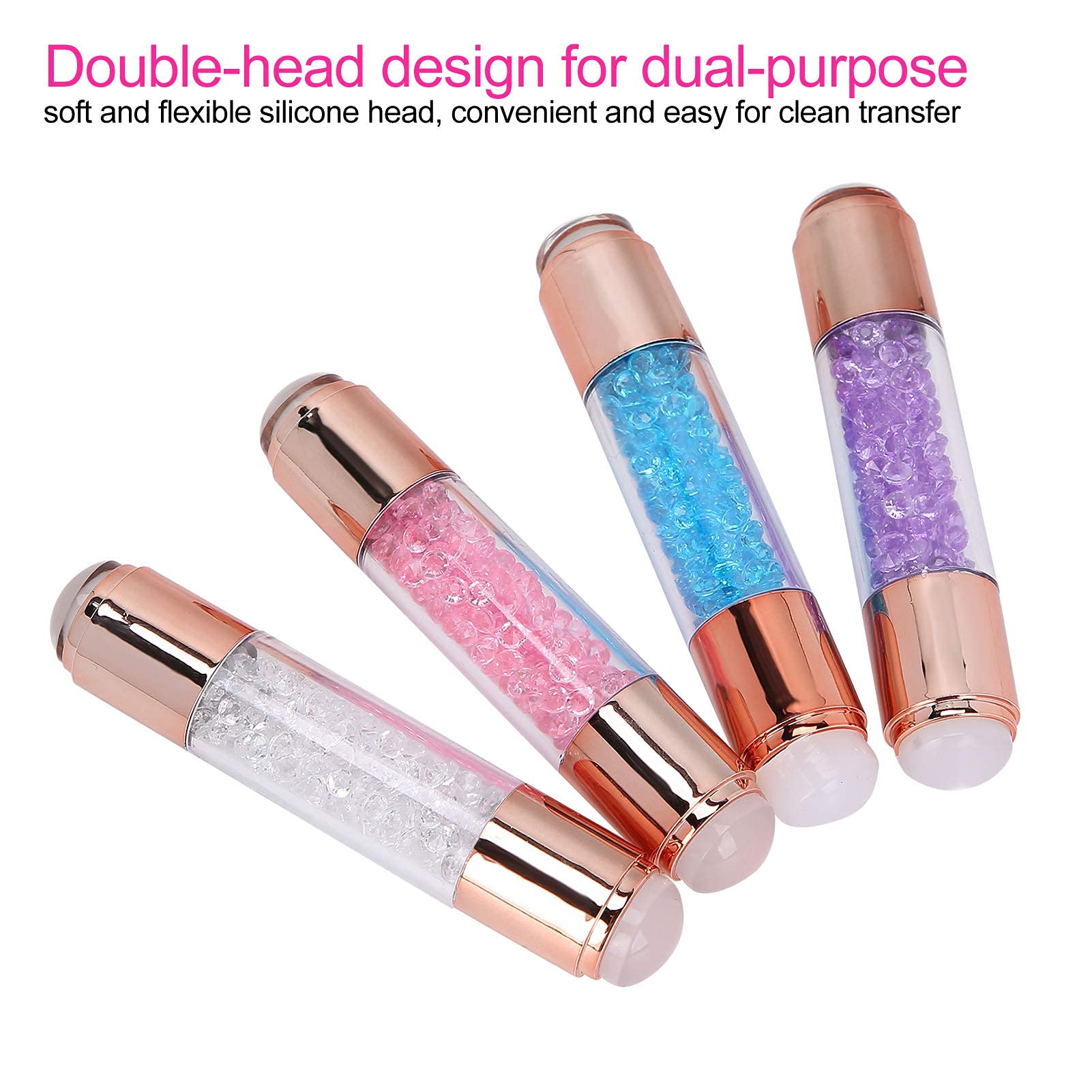 YUYTE 4Sets Dual Ended Nail Stamper Kit – Silicone Stamp Pens & Nail Seal Plates for DIY Nail Art