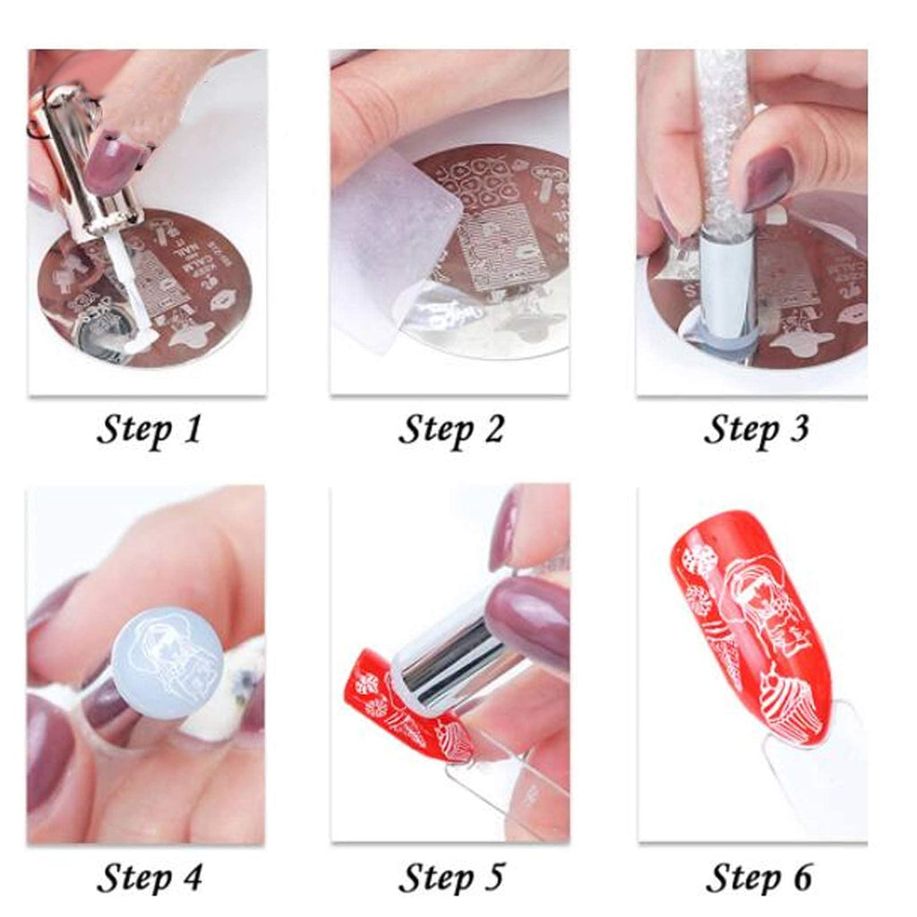 YUYTE 4Sets Dual Ended Nail Stamper Kit – Silicone Stamp Pens & Nail Seal Plates for DIY Nail Art