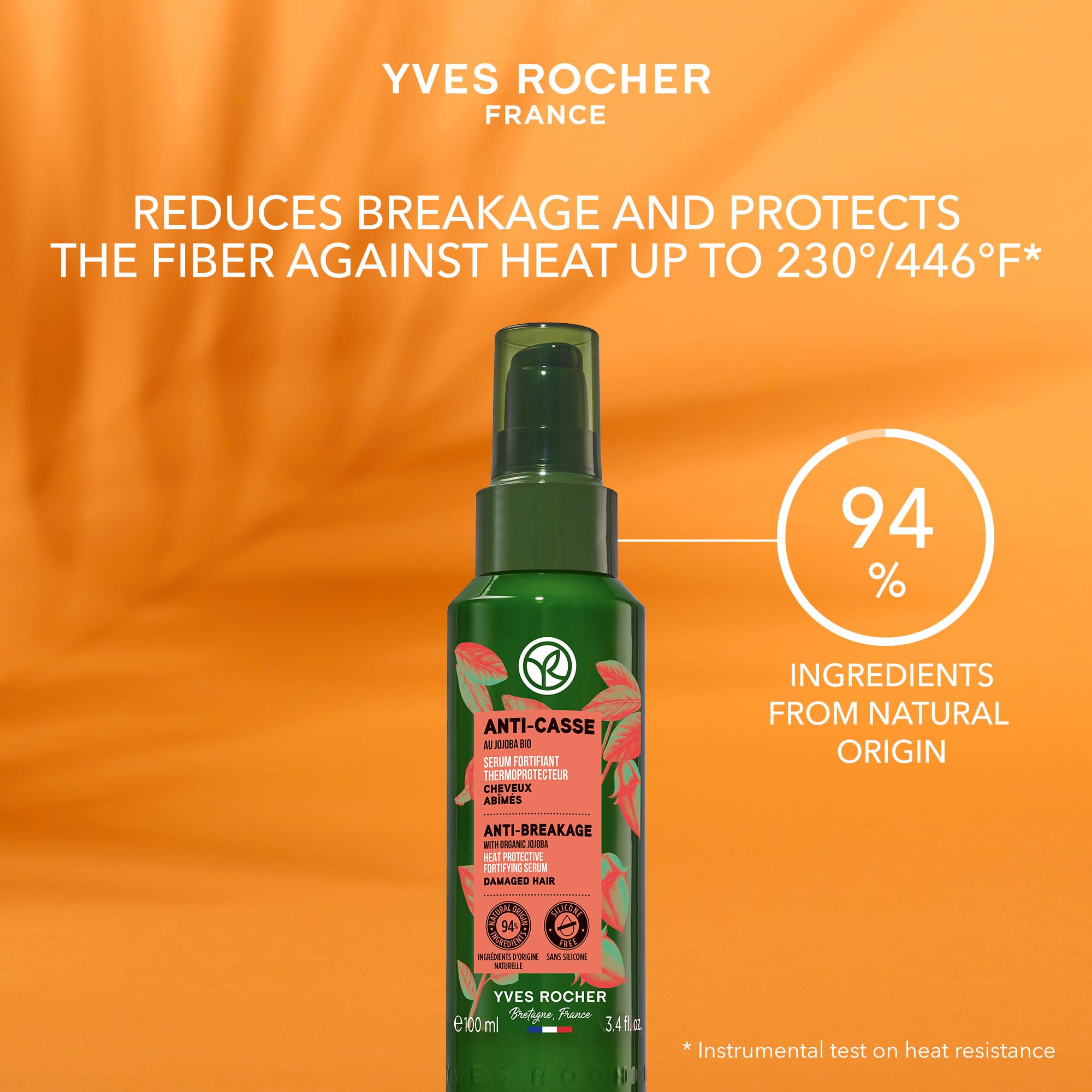 Yves Rocher Anti Breakage Serum with Organic Jojoba — Heat Protecting Fortifier, 100 ml