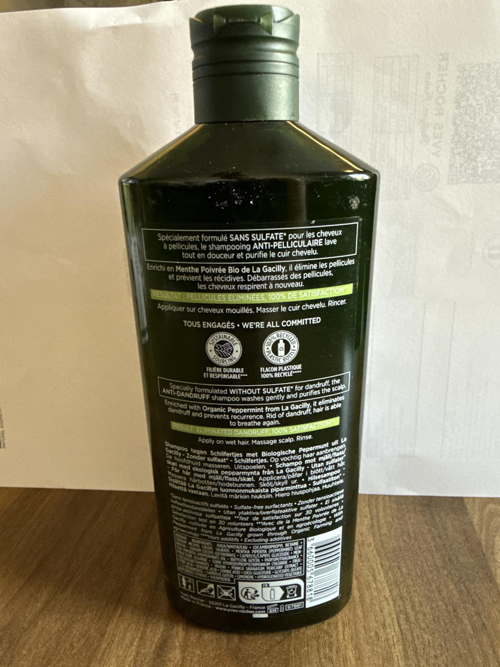 Yves Rocher Anti-Dandruff Treatment Shampoo – 300 ml | Plant-Based, Silicone-Free