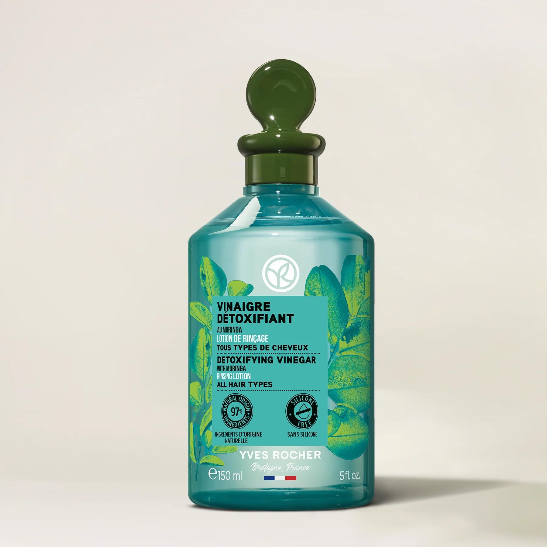 Yves Rocher Detox Hair Rinsing Vinegar – Anti-Pollution Care for Normal to Dull Hair, 150 ml
