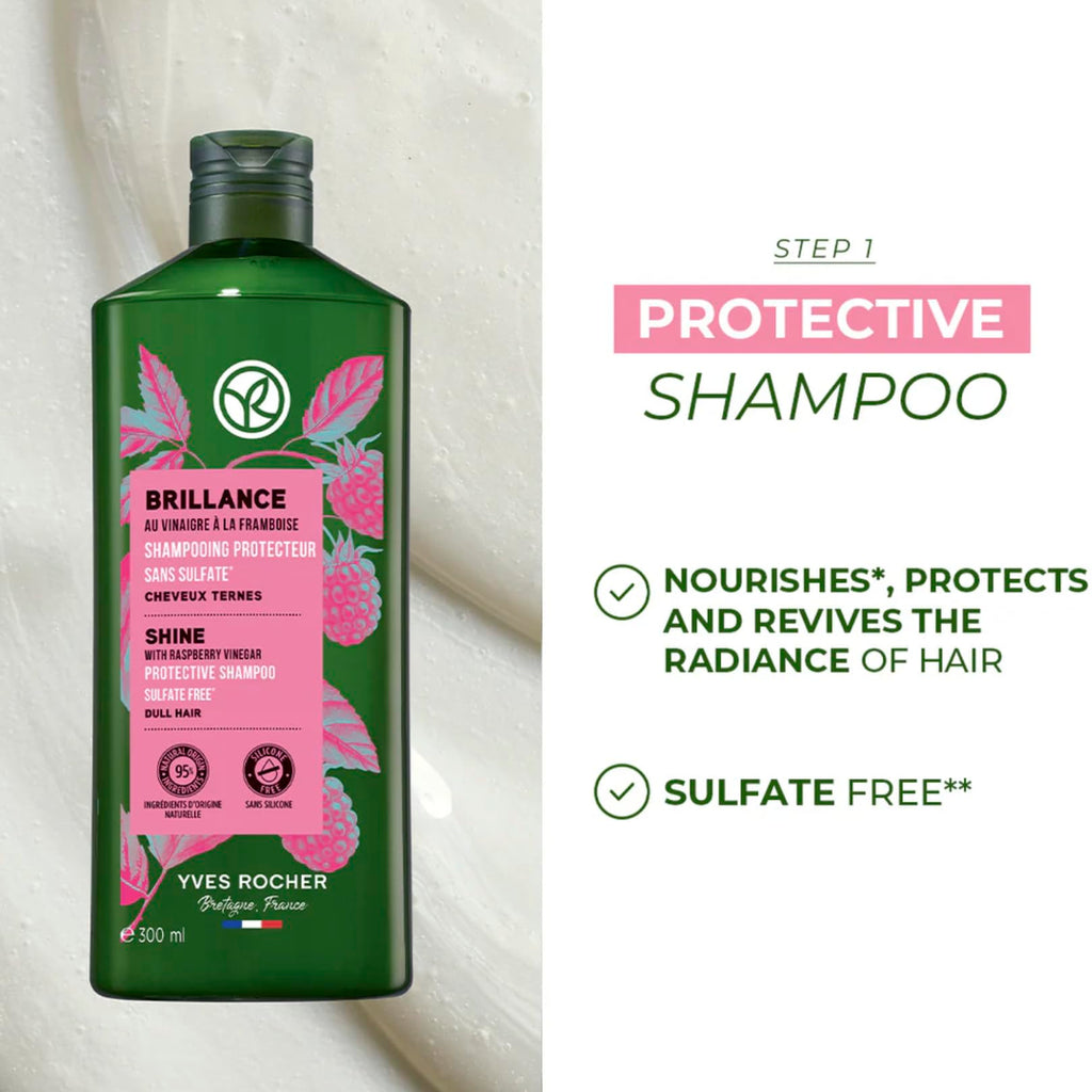 Yves Rocher Raspberry Shine Hair Vinegar & Shampoo Set – Shine, Softness & Color (400 ml + 300 ml)