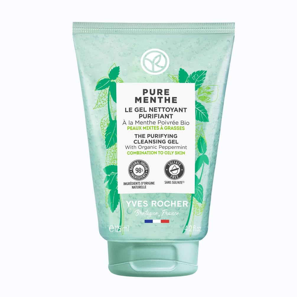 Yves Rocher Purifying Cleansing Gel Pure Menthe – For Combination to Oily Skin | 125 ml / 4.2 oz