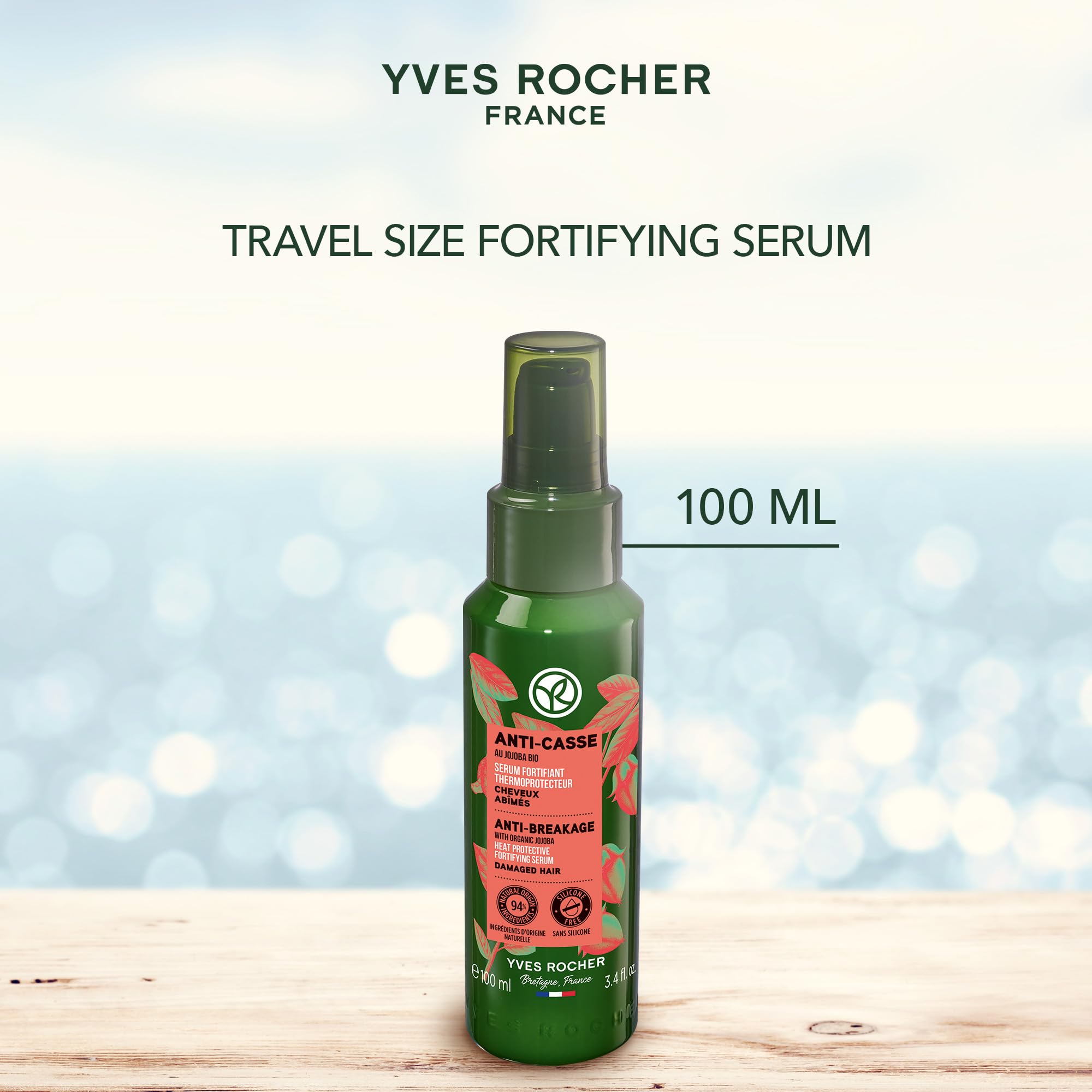 Yves Rocher Anti Breakage Serum with Organic Jojoba — Heat Protecting Fortifier, 100 ml