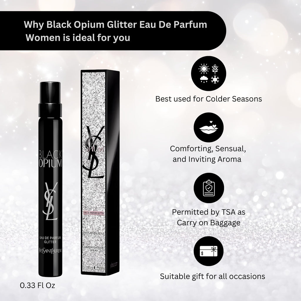 Yves Saint Laurent Black Opium Glitter EDP – Travel Size 0.33 oz for Women