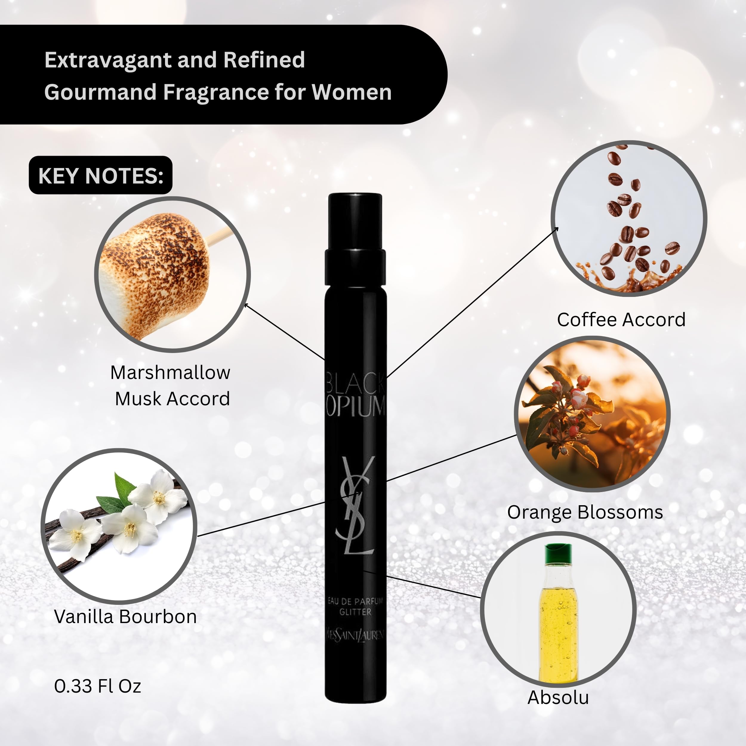 Yves Saint Laurent Black Opium Glitter EDP – Travel Size 0.33 oz for Women