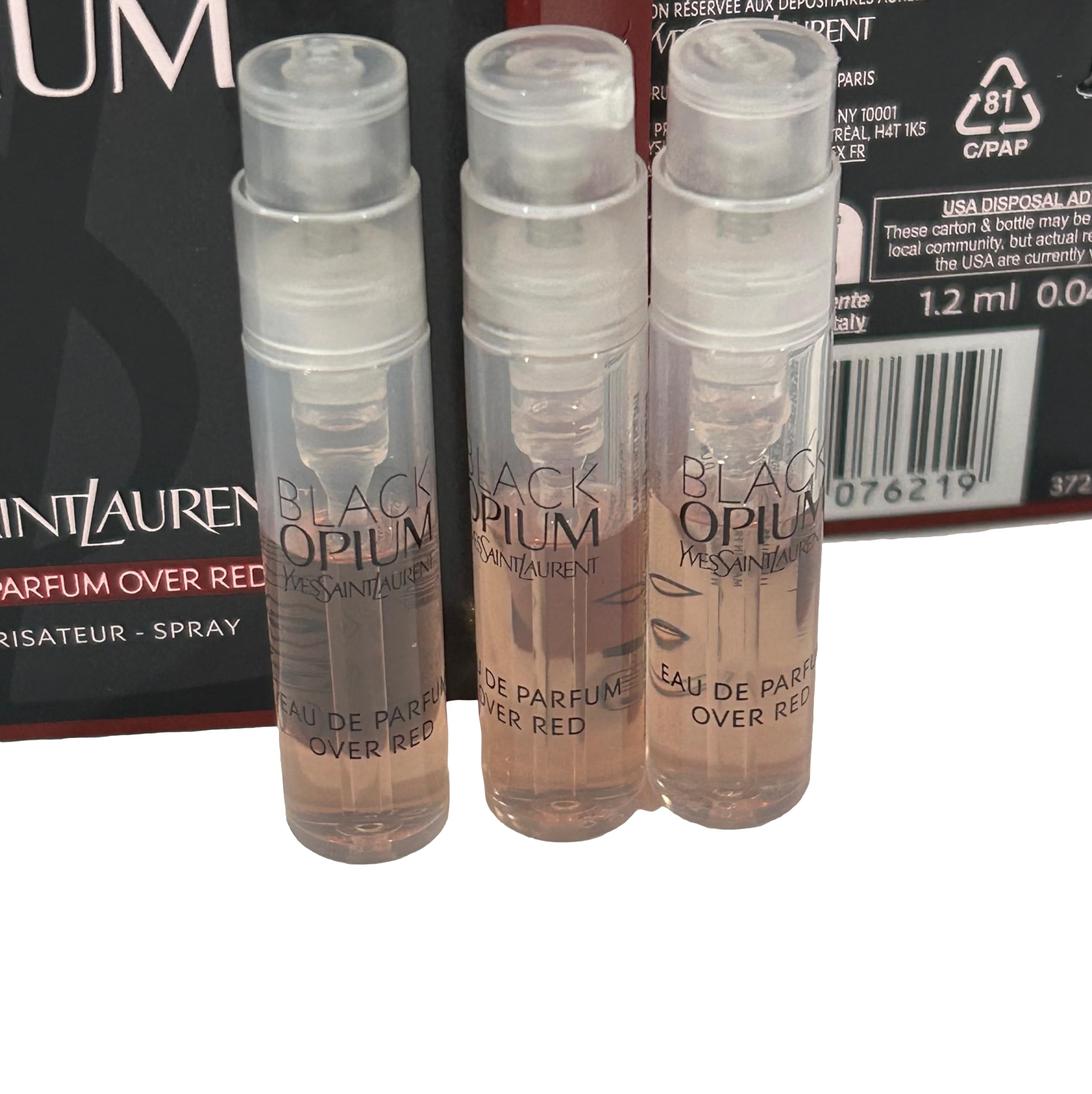 Yves Saint Laurent EDP Over Red Black Opium Sample Set – 3 Mini 1.2 ml Bottles