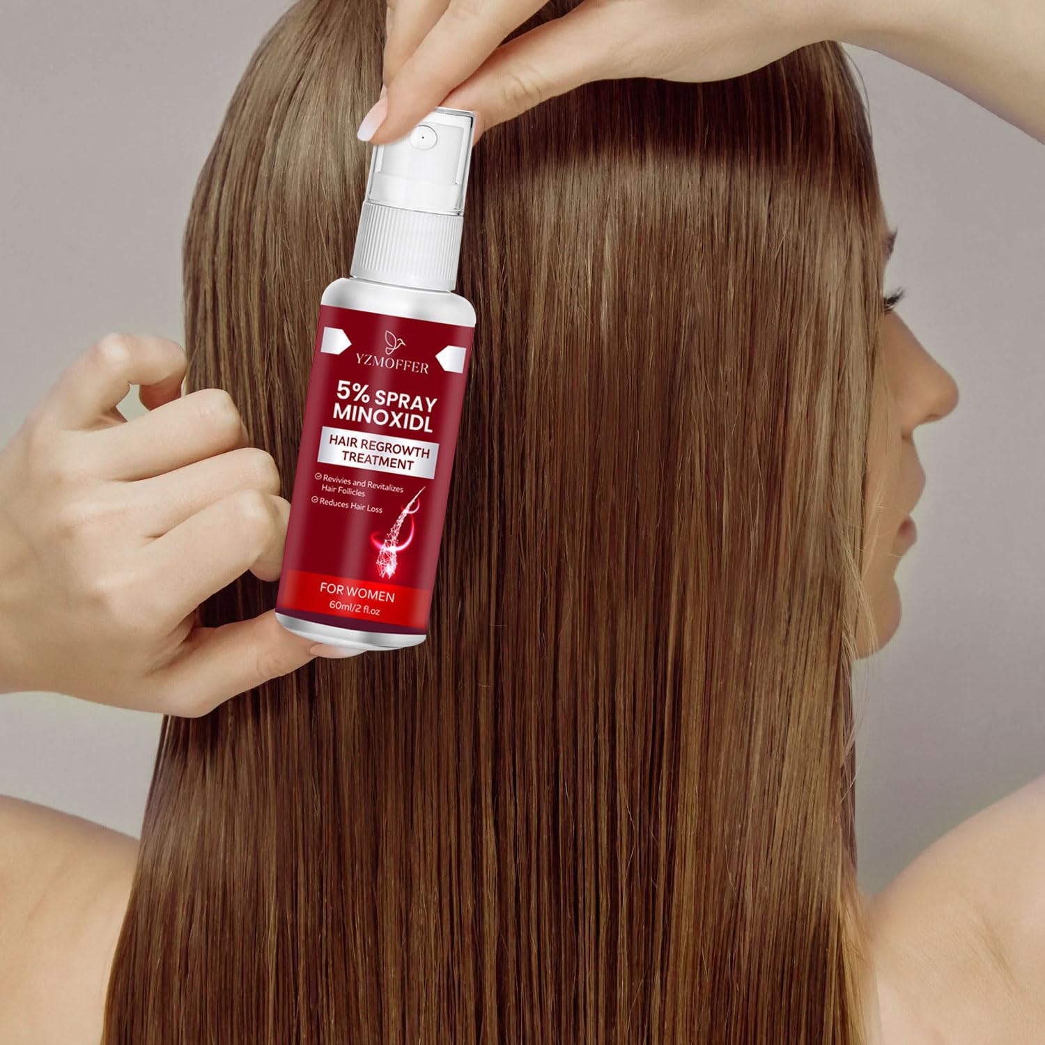 Yzmoffer 5% Minoxidil Spray for Women – Hair Regrowth 60ML x 2 Pack