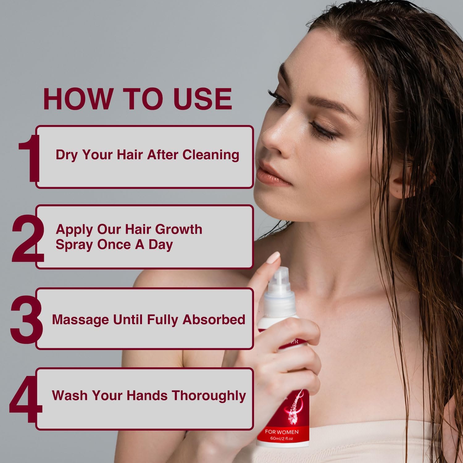 Yzmoffer 5% Minoxidil Spray for Women – Hair Regrowth 60ML x 2 Pack