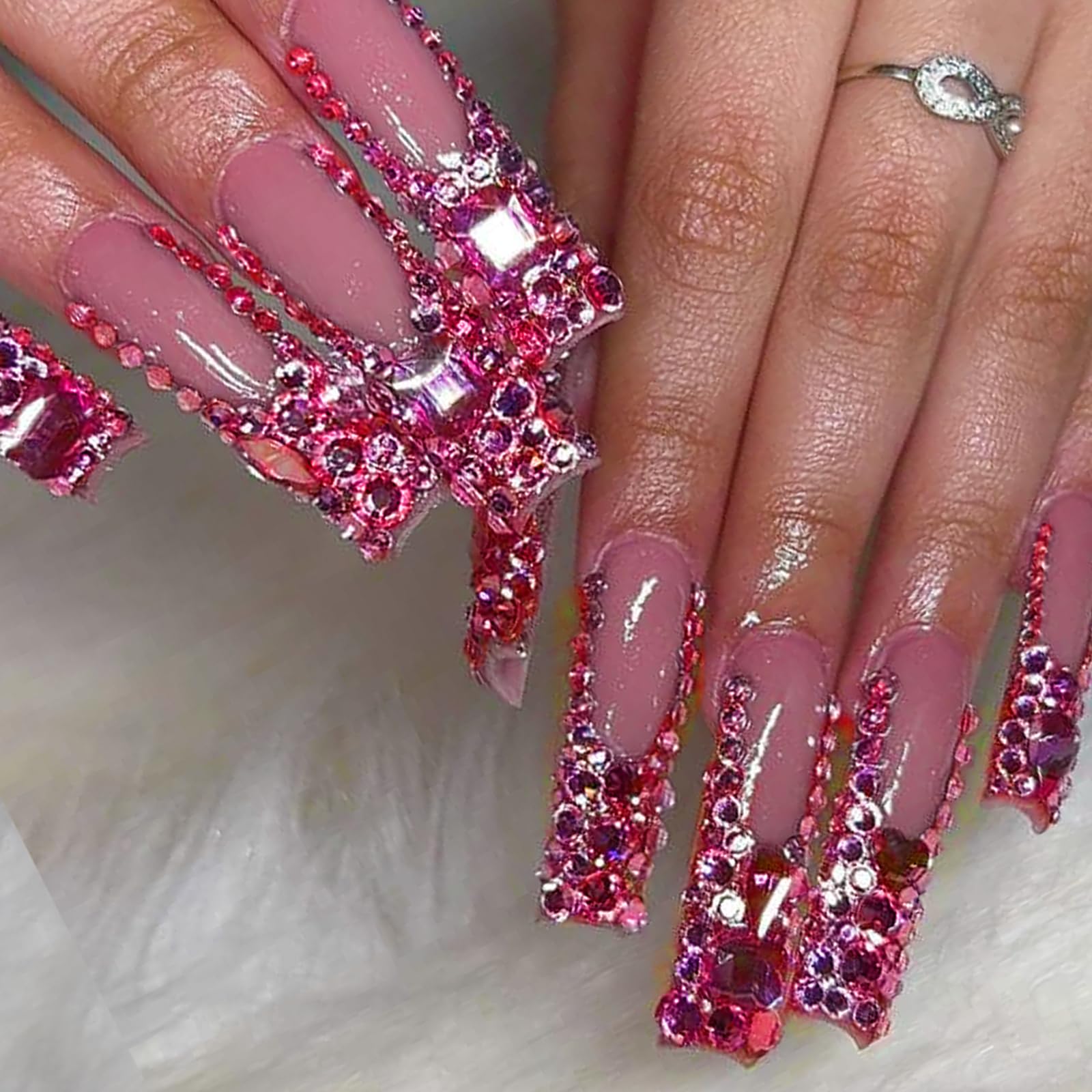 Yzzseven Rose Pink Diamonds & 2100 Flat Rhinestones – 20 Styles DIY Nail Art Crystals
