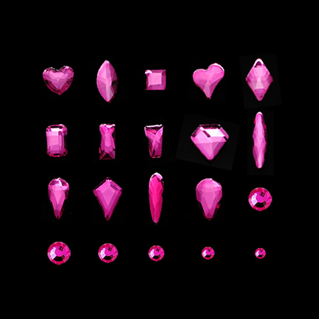 Yzzseven Rose Pink Diamonds & 2100 Flat Rhinestones – 20 Styles DIY Nail Art Crystals