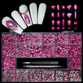 Yzzseven Rose Pink Diamonds & 2100 Flat Rhinestones – 20 Styles DIY Nail Art Crystals