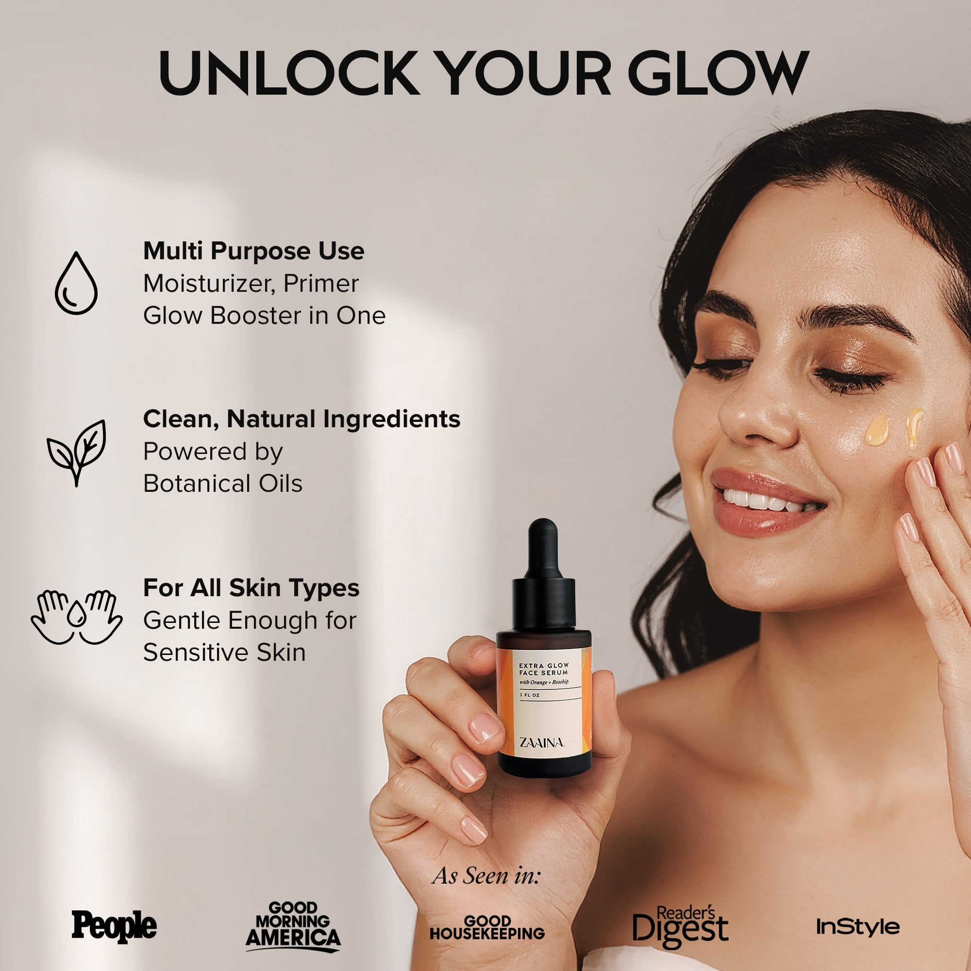 ZAAINA Extra Glow Face Serum – Natural Hydrating Glow Oil for All Skin Types