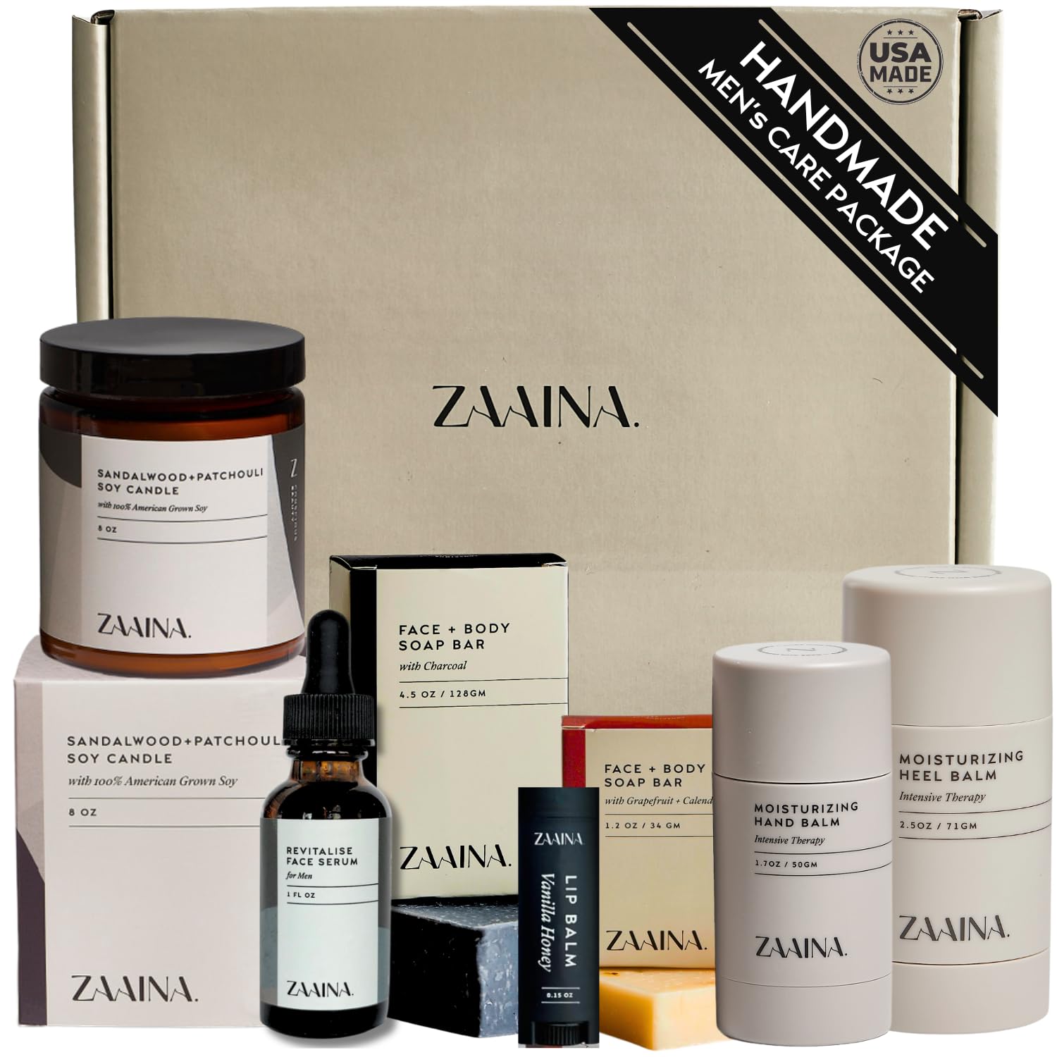 ZAAINA Men's Care Package - Luxury Natural Grooming Gift Set for Him