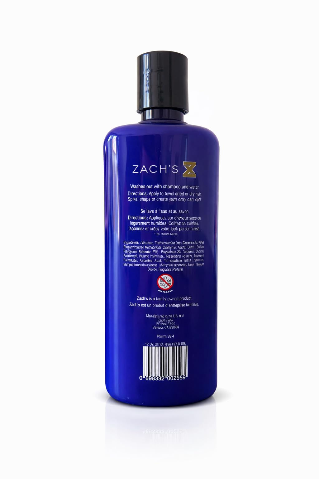 Zach's Wax Firm Hold Hair Gel for Men, 12 oz – Strong, Long-Lasting Hold