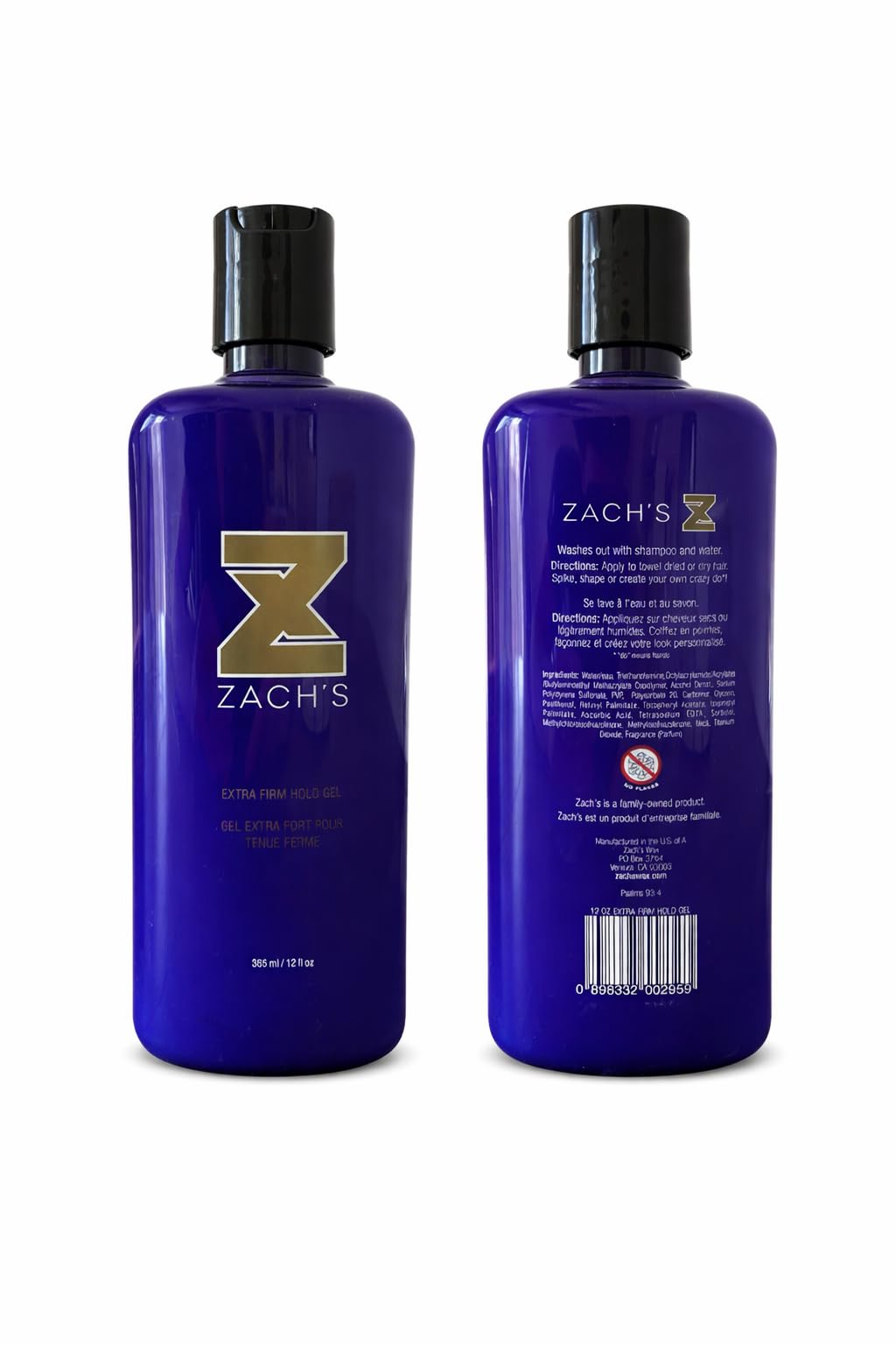 Zach's Wax Firm Hold Hair Gel for Men, 12 oz – Strong, Long-Lasting Hold