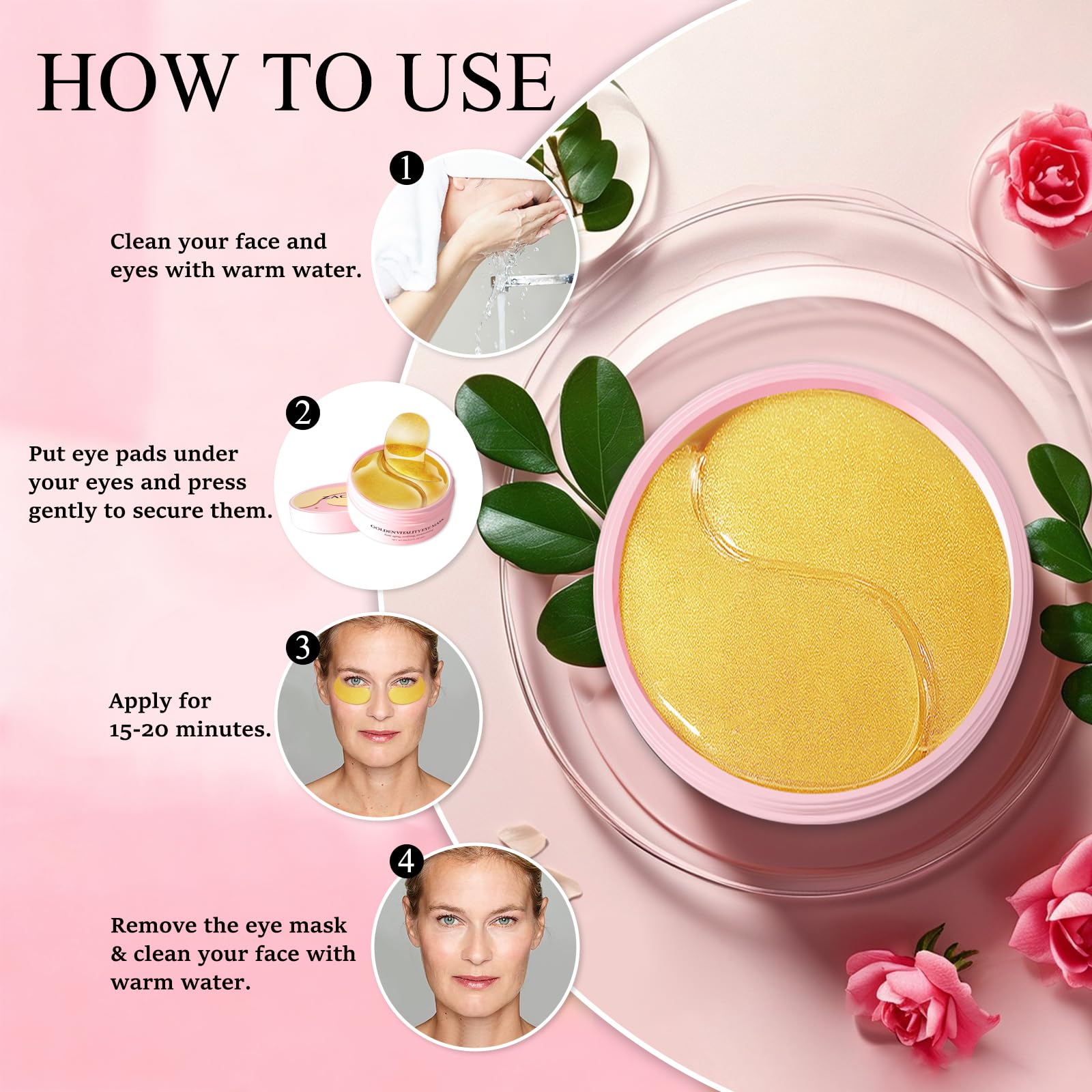 ZACUEEOCY Under Eye Mask | Peptide Collagen Hydrogel Patches for Puffy Eyes & Dark Circles | 60 Patches