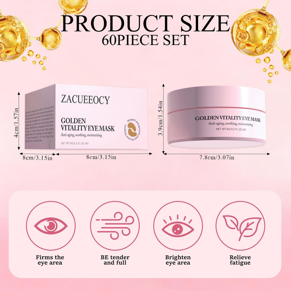 ZACUEEOCY Under Eye Mask | Peptide Collagen Hydrogel Patches for Puffy Eyes & Dark Circles | 60 Patches