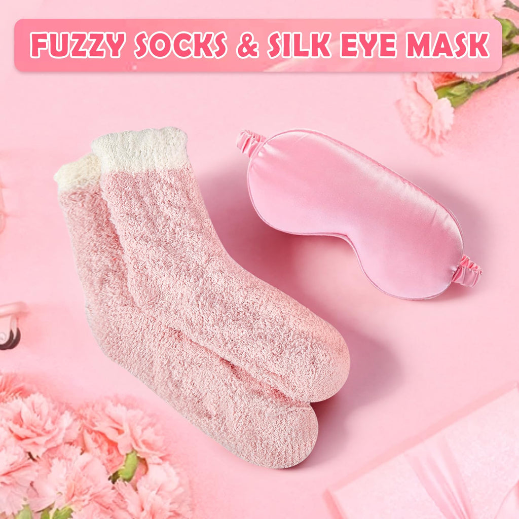 ZAHAT Cozy Self-Care Gift Set for Women — Blanket, 12oz Insulated Mug, Socks & More