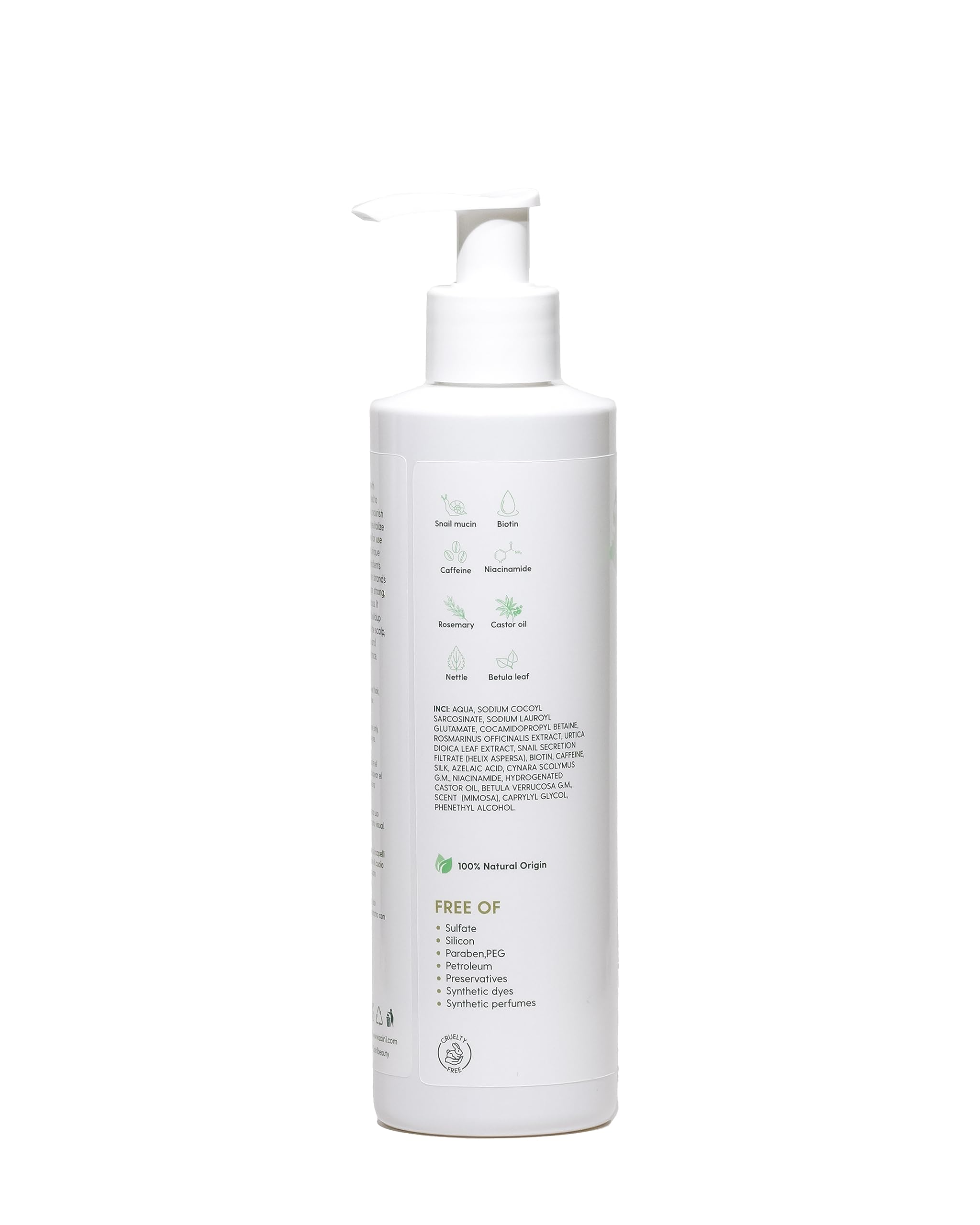 ZAIN1.618 Natural Hair Growth Shampoo with Snail Mucin, Rosemary, Biotin, Niacinamide, Castor Oil & Caffeine | Mimosa Scent, 8.45 oz, pH 5.2