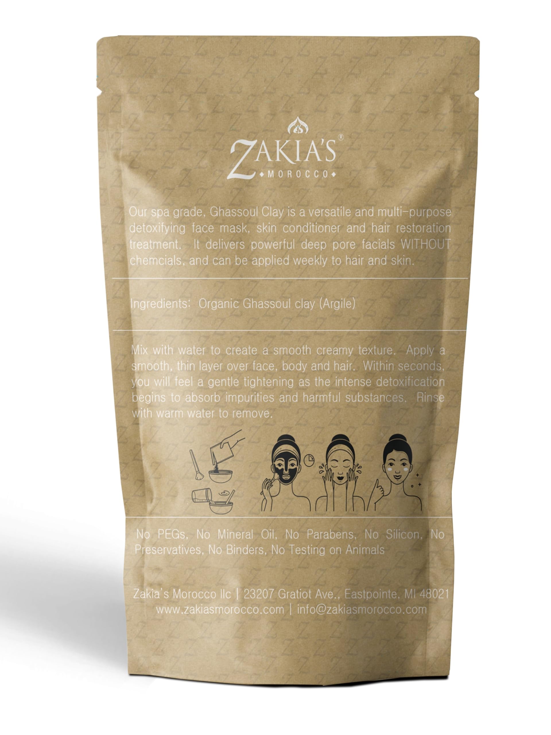 Zakia's Morocco Rhassoul Clay Mask - Organic Facial & Body Clay 1 lb