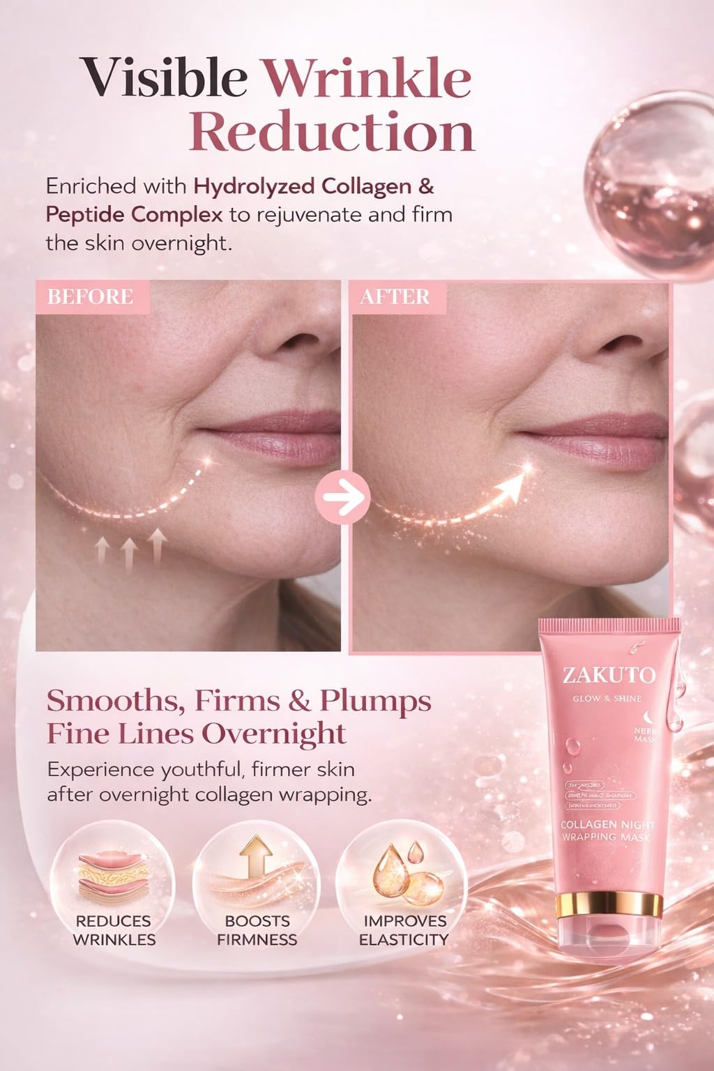 ZAKUTO Korean Formula Collagen Wrapping Mask – Overnight Peel-Off Hydration for Glass Skin