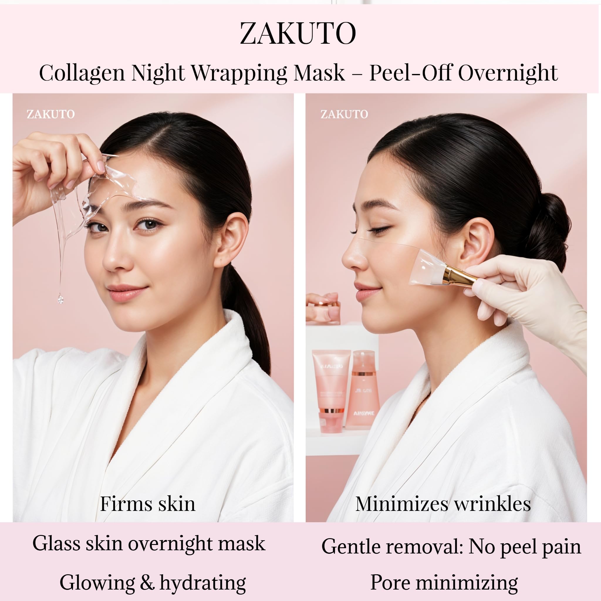 ZAKUTO Korean Formula Collagen Wrapping Mask – Overnight Peel-Off Hydration for Glass Skin