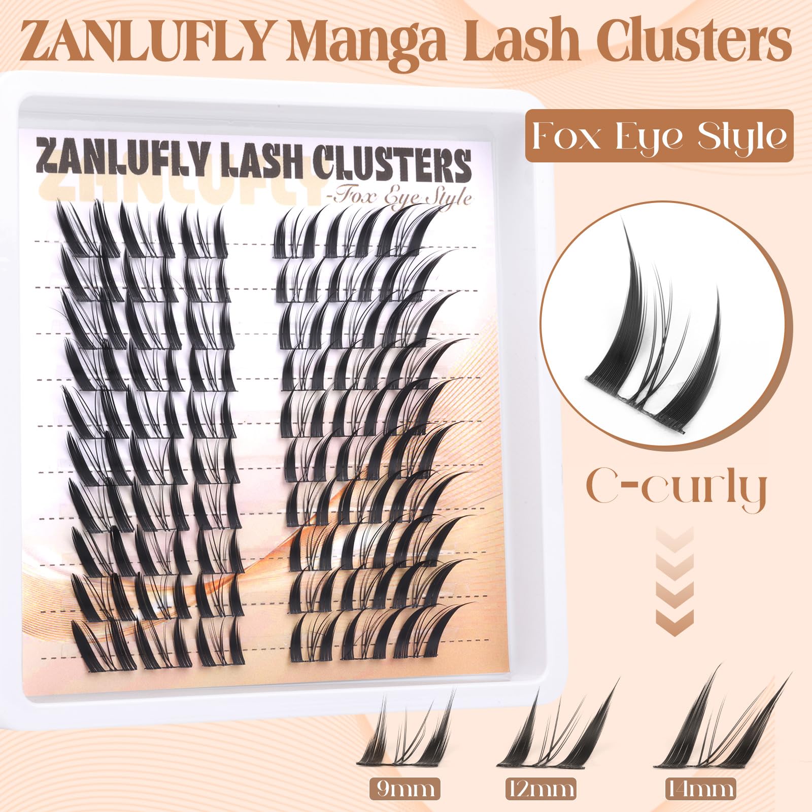 zanlufly Lash Clusters Kit Fox Eye Manga Lash Extensions Kit DIY Eyelashes