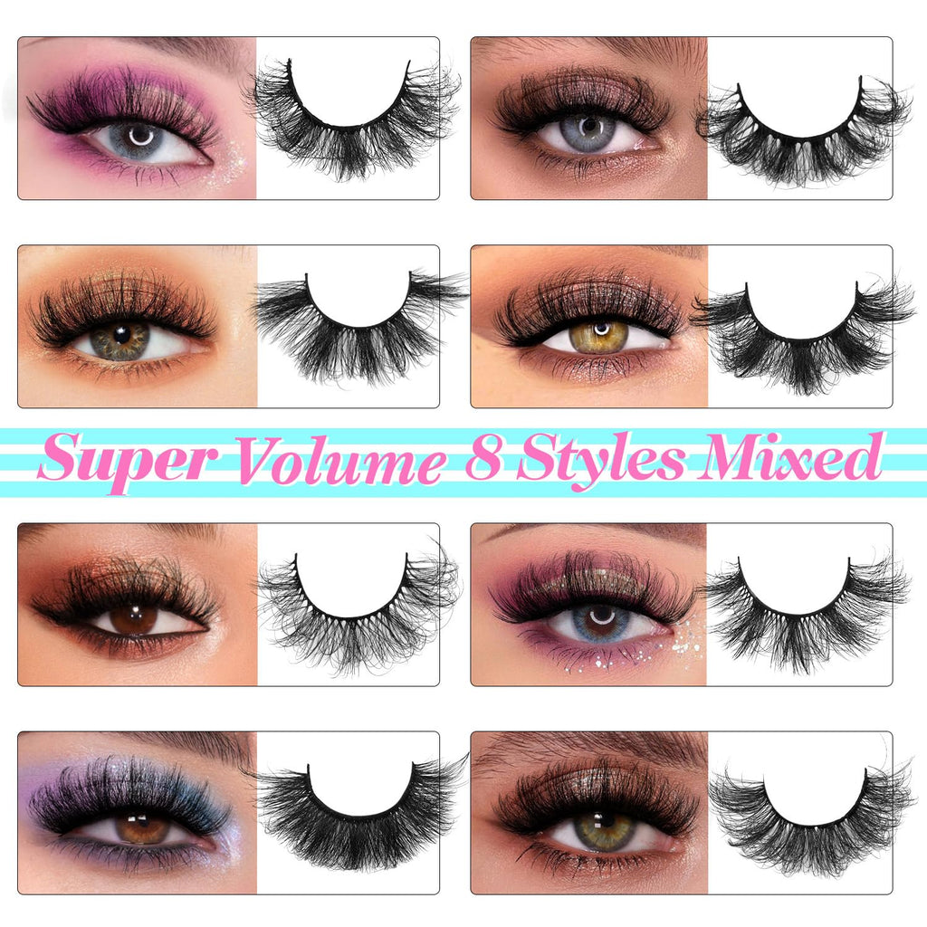 Zanlufly 48 Pairs Mink Lashes – 8 Styles Dramatic Long Faux Eyelashes Pack