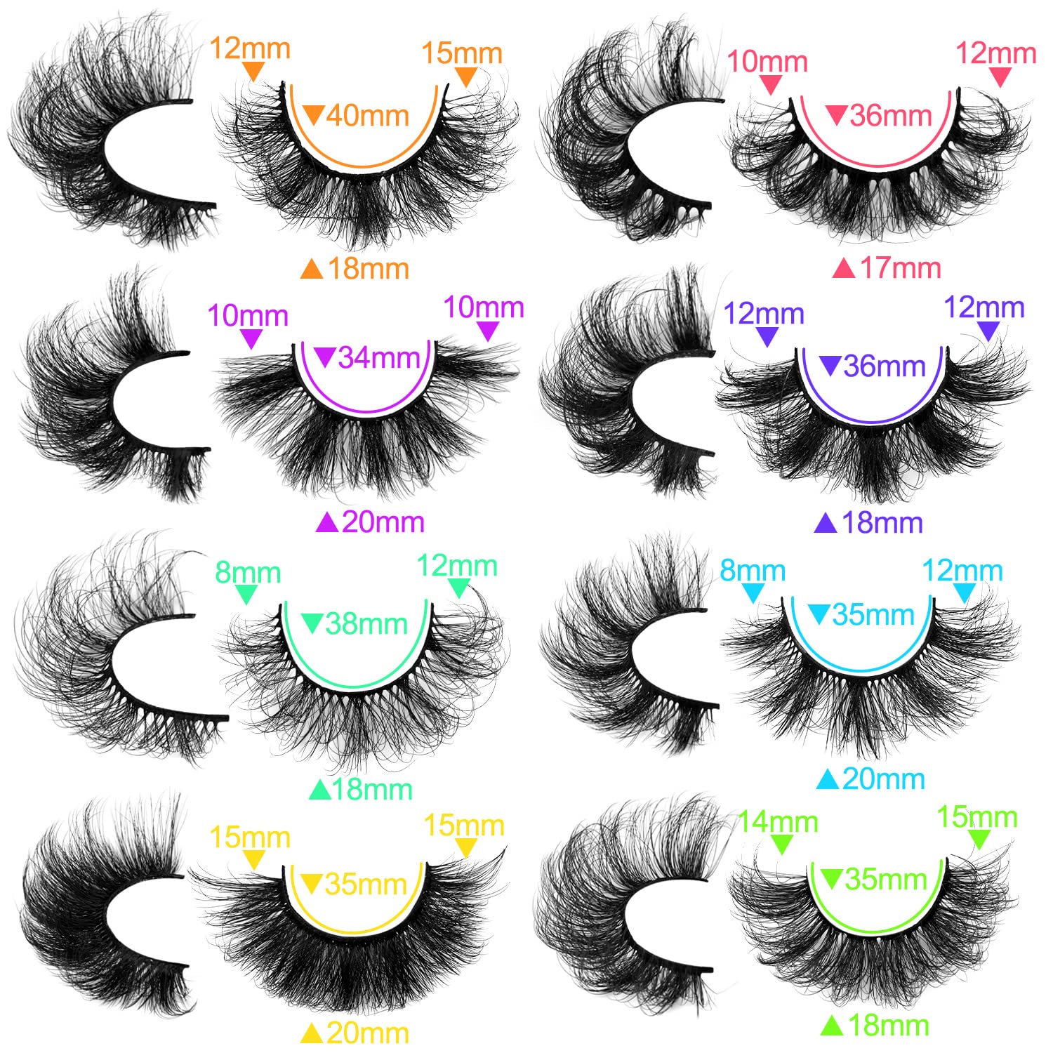 Zanlufly 48 Pairs Mink Lashes – 8 Styles Dramatic Long Faux Eyelashes Pack