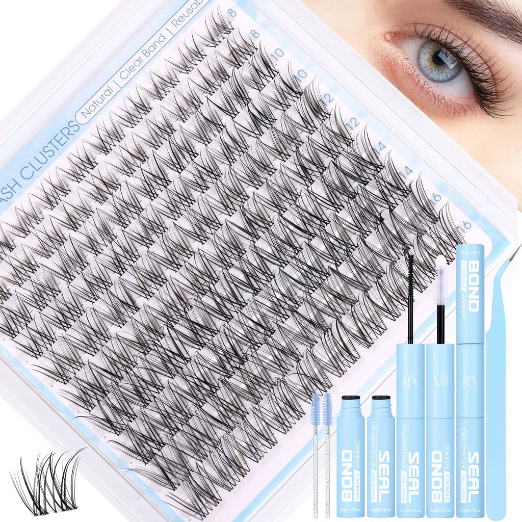 ZANLUFLY Natural Lash Clusters Kit – Invisible Band Wispy DIY Lashes (8–16mm)