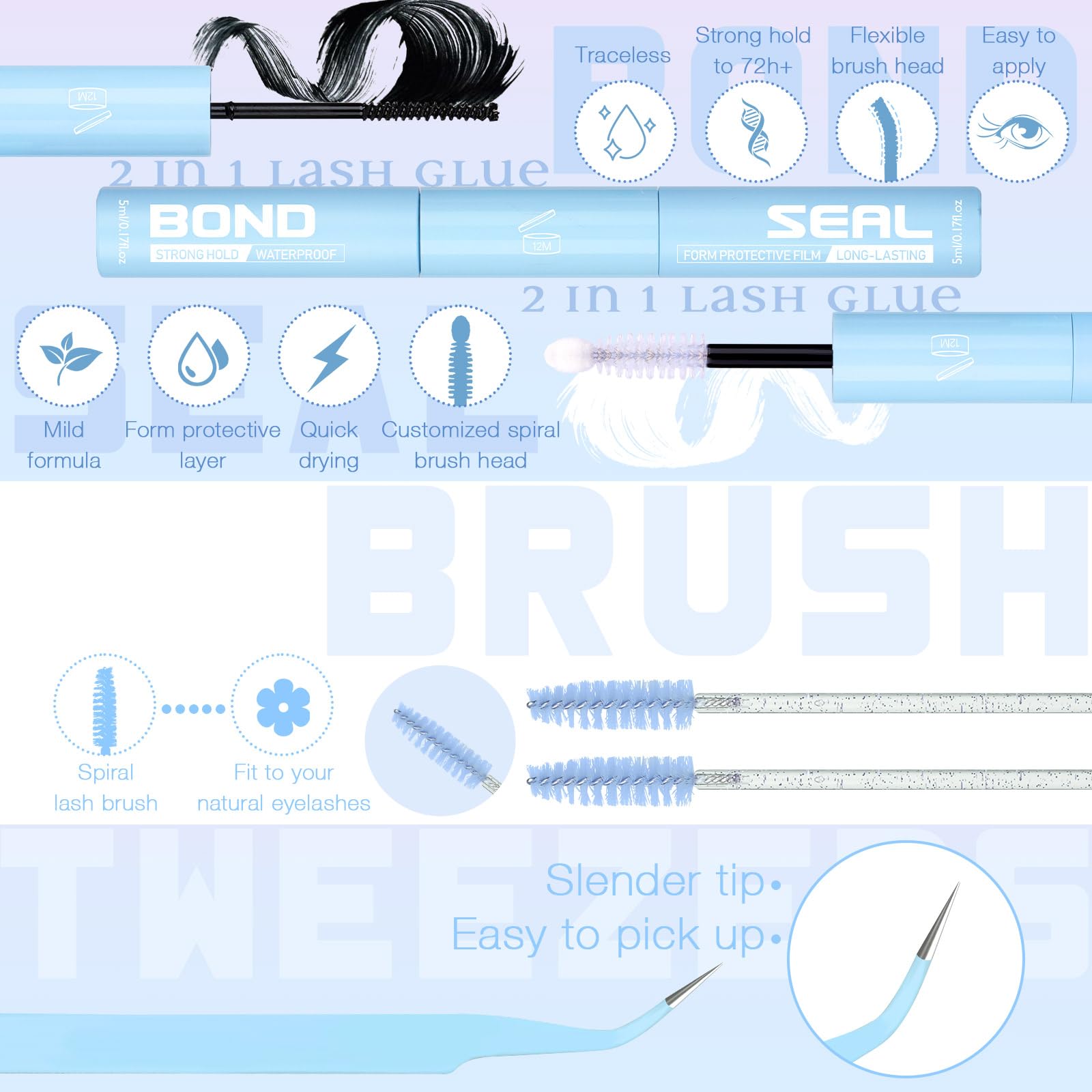 ZANLUFLY Natural Lash Clusters Kit – Invisible Band Wispy DIY Lashes (8–16mm)