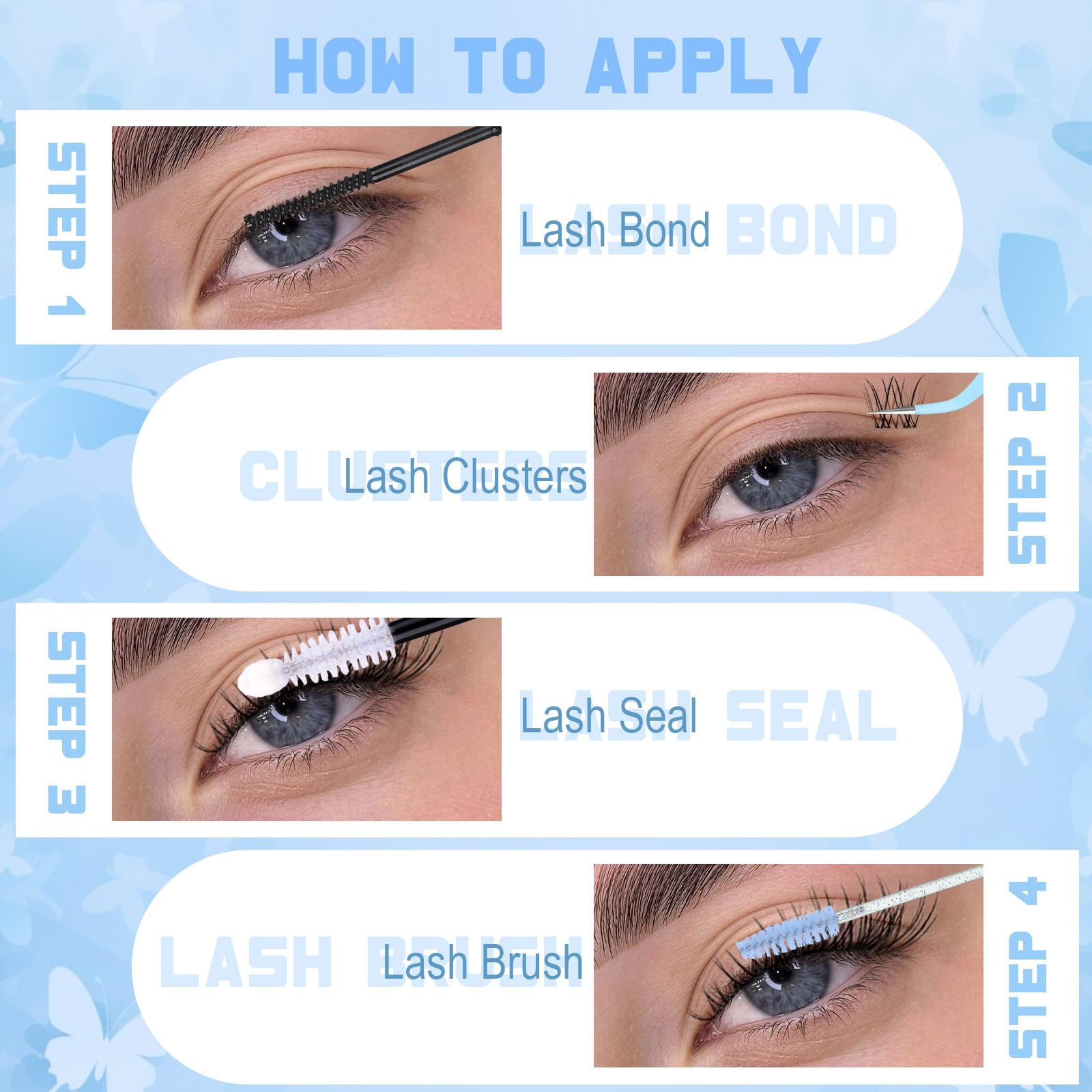 ZANLUFLY Natural Lash Clusters Kit – Invisible Band Wispy DIY Lashes (8–16mm)