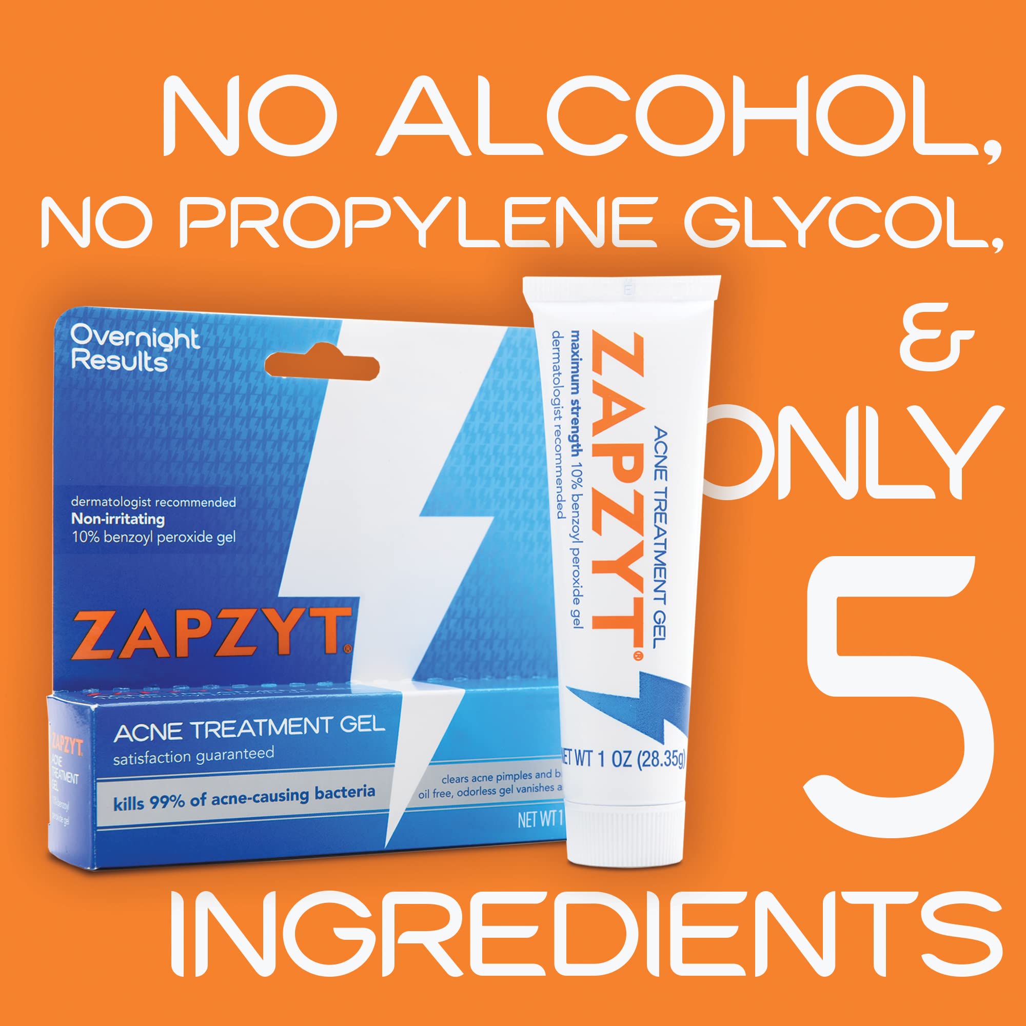 Zapzyt Maximum Strength 10% Benzoyl Peroxide Acne Gel – Pack of 3