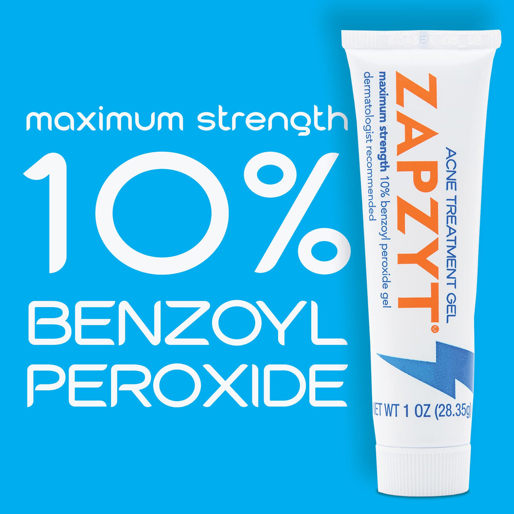 Zapzyt Maximum Strength 10% Benzoyl Peroxide Acne Gel – Pack of 3