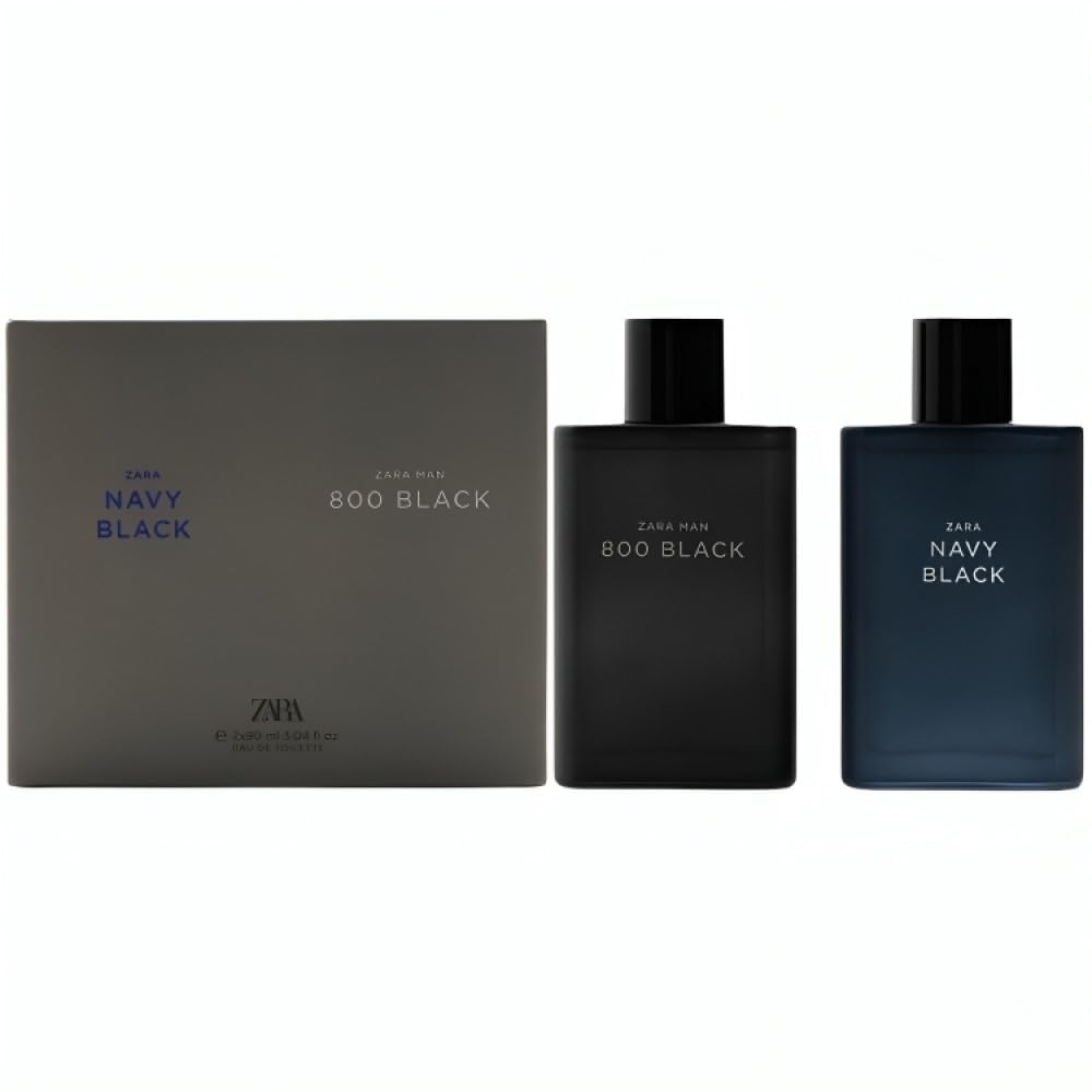 ZARA MAN Navy Black + 800 Black Cologne Set for Men – 2 x 90 ml EDTs