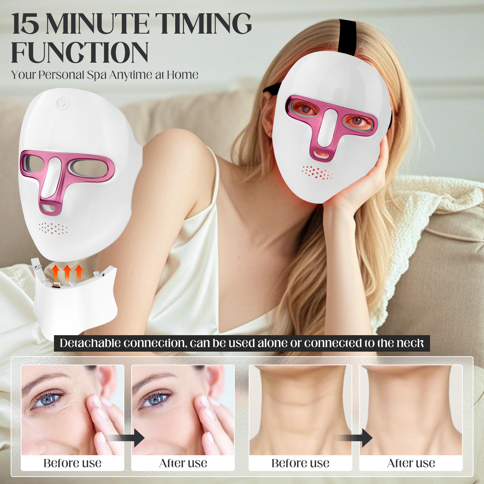 Zasabel Red Light Therapy Mask | LED Face Light Therapy for Home & Travel