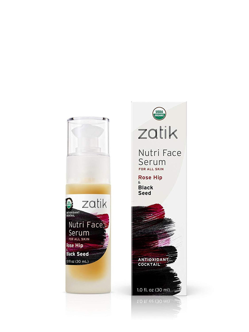 Zatik Naturals Nutri Face Serum – Rose Hip & Black Seed Oil, USDA Organic, Vegan & pH Balanced