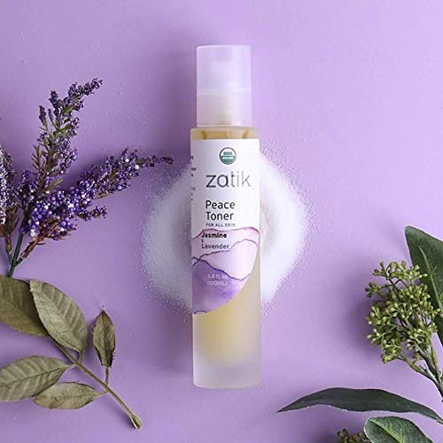 Zatik Naturals Peace Toner – Jasmine & Lavender, USDA Organic, Alcohol-Free (3.4 oz)