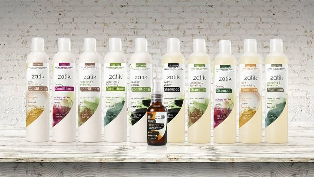 Zatik Naturals Deep Moisturizing Shampoo + Conditioner Set – Coconut & Calendula, Color-Treated Hair