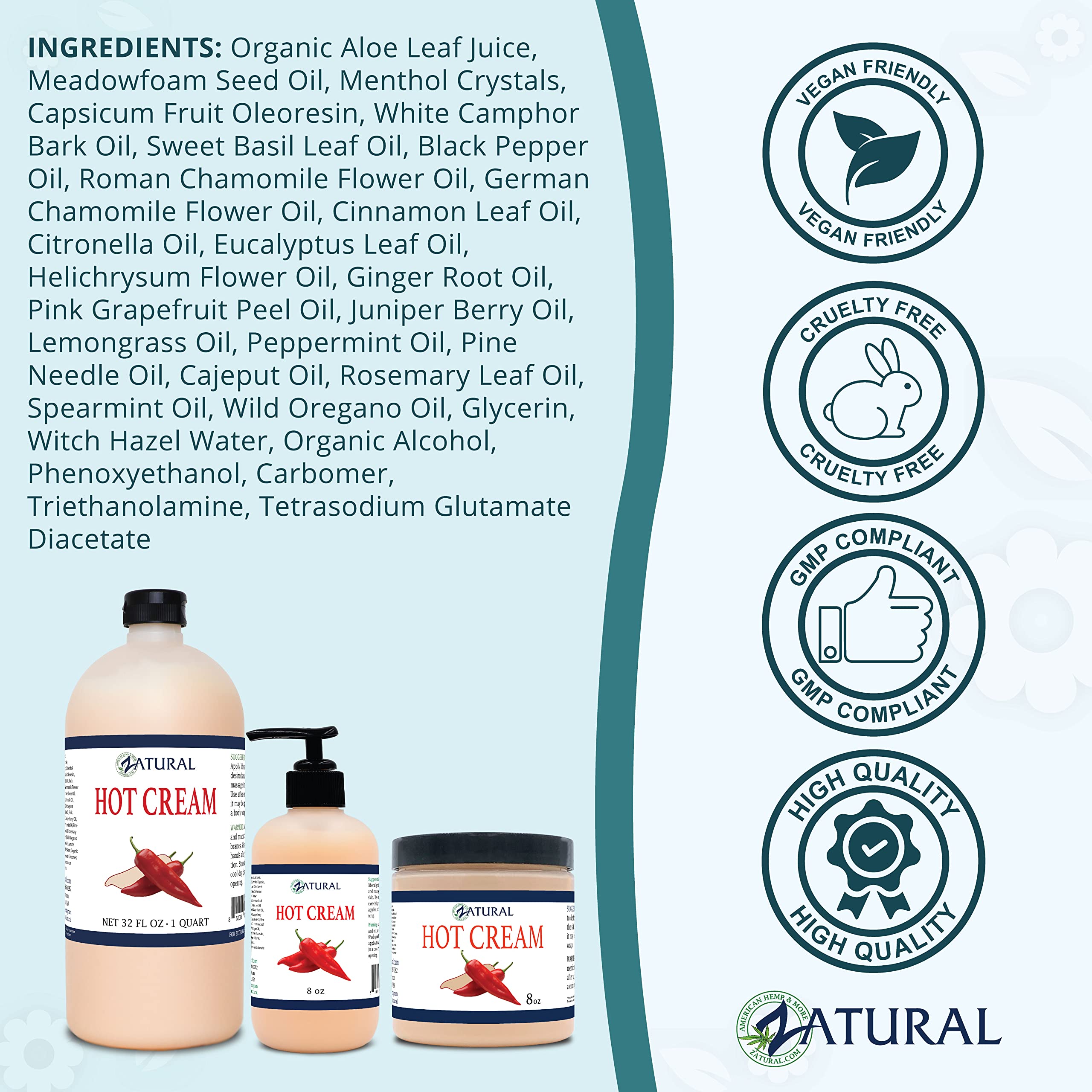 Zatural Hot Cream Muscle Rub – Doctor Formulated, 128 oz, Professional Therapeutic Grade for Body Wraps and Skin Firming