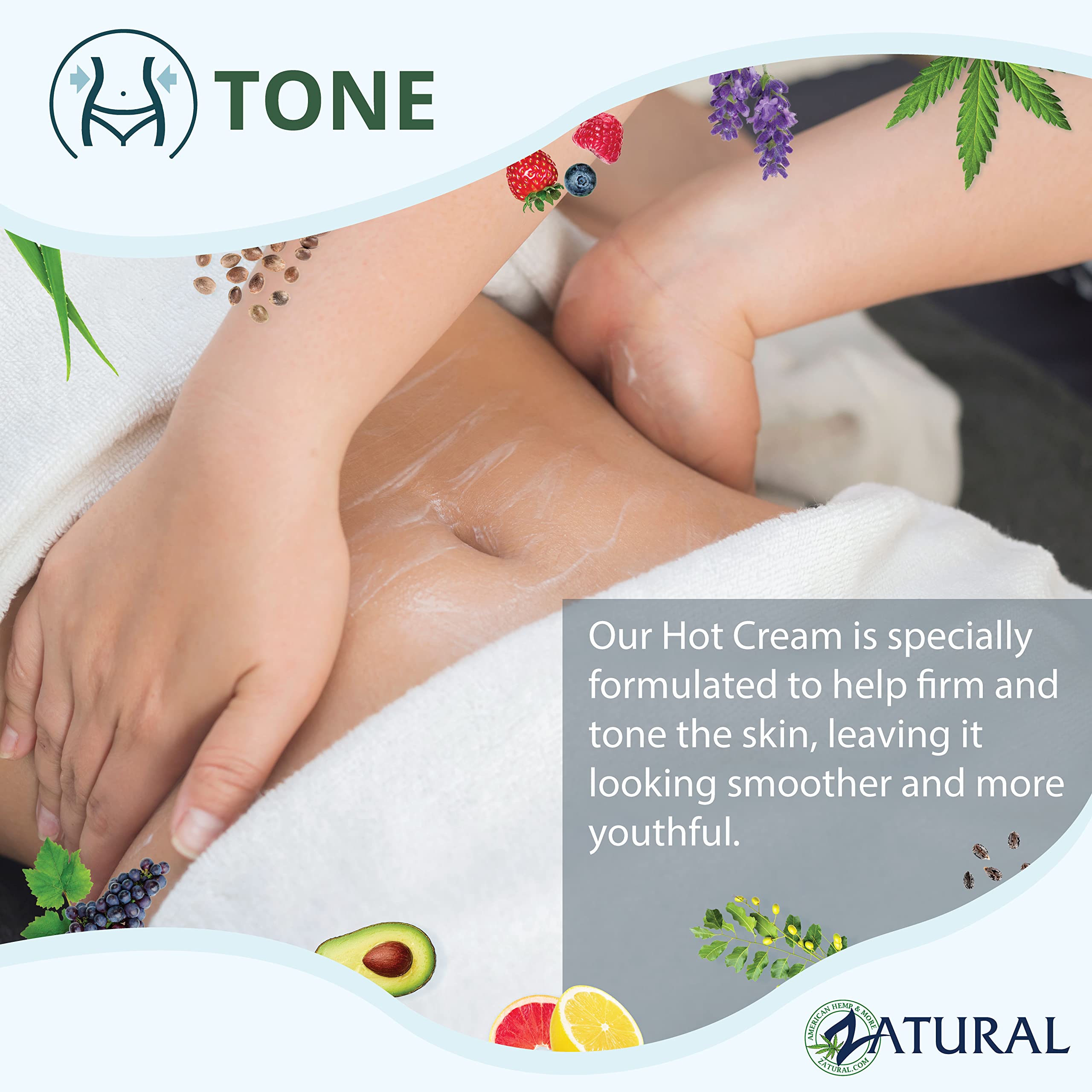 Zatural Hot Cream Muscle Rub – Doctor Formulated, 128 oz, Professional Therapeutic Grade for Body Wraps and Skin Firming