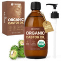 Zaynoo Organic Castor Oil 16.9 oz – Cold Pressed, Hexane Free, USDA Certified, Glass Bottle with BPA-Free Pump