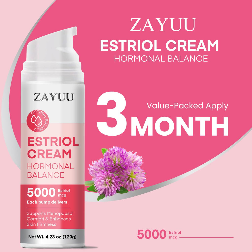 ZAYUU Estriol Face Cream – Hydrating Botanical Moisturizer with Wild Yam, Red Clover & Soy Isoflavones | 4.23 oz Pump