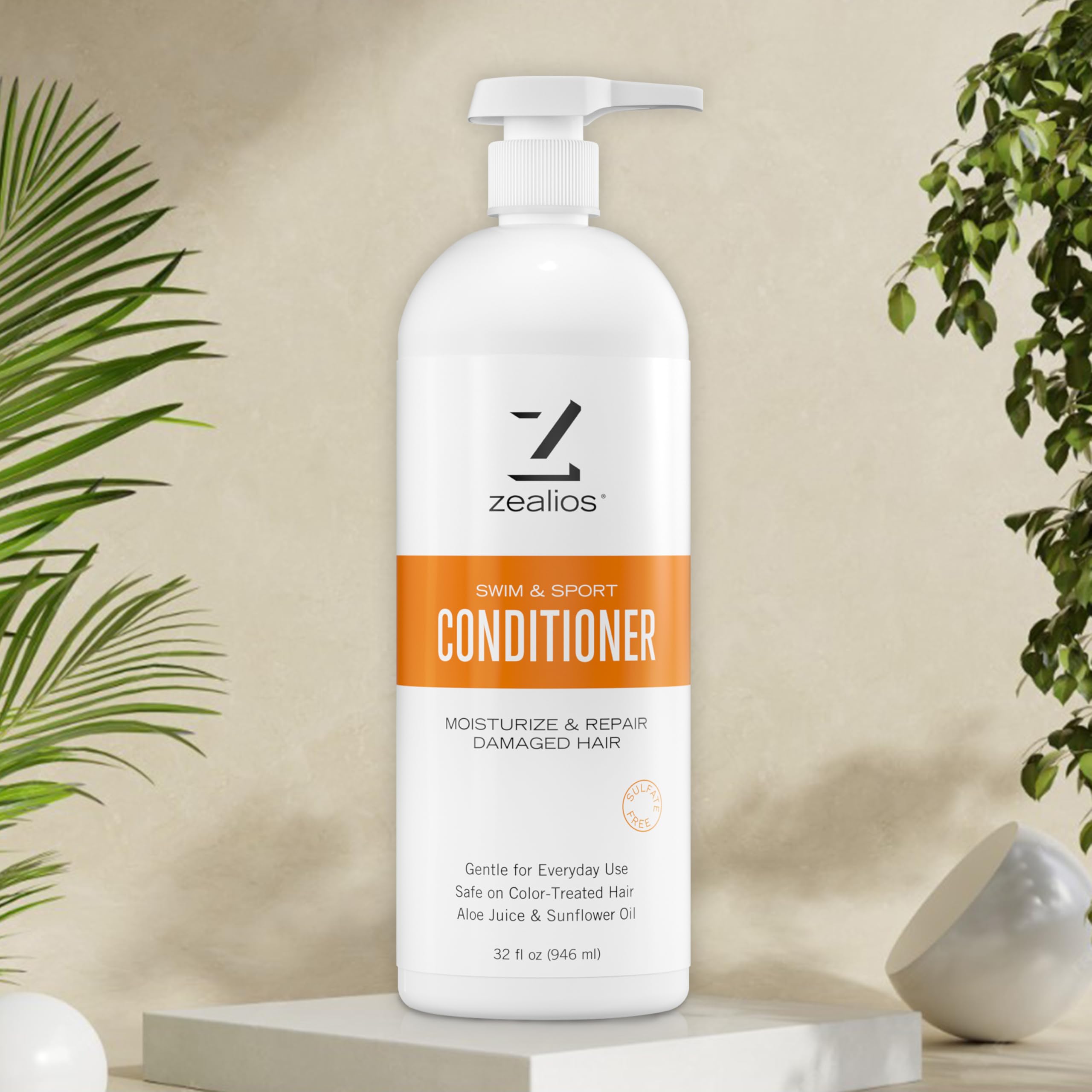 Zealios Swim & Sport Conditioner 32oz | Sulfate-Free Hydration for Swimmers & Athletes
