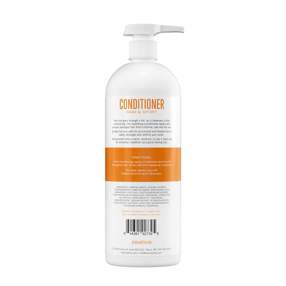 Zealios Swim & Sport Conditioner 32oz | Sulfate-Free Hydration for Swimmers & Athletes