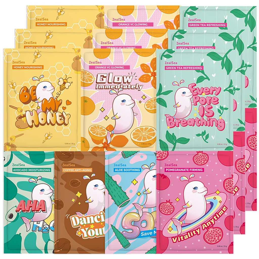 ZealSea 21-Pack Face Masks – Hydrating, Soothing Sheet Masks for All Skin Types