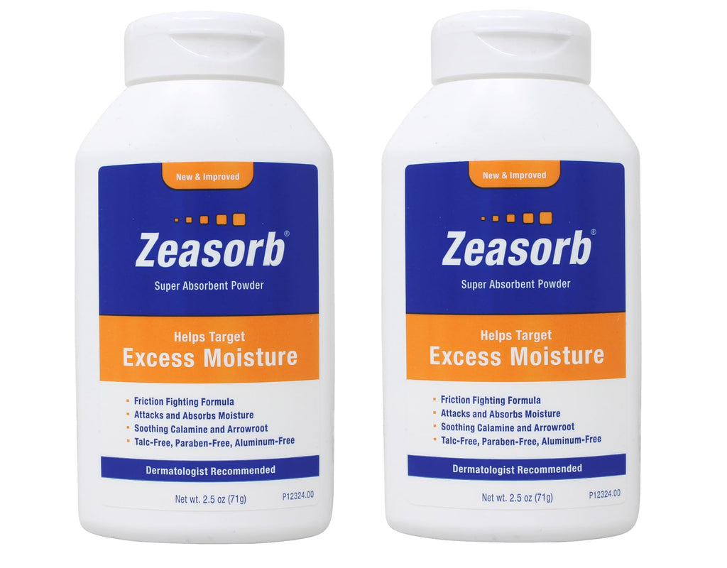 Zeasorb Excess Moisture, 2.5 oz (Pack of 2) | Absorbs Moisture and Reduces Friction