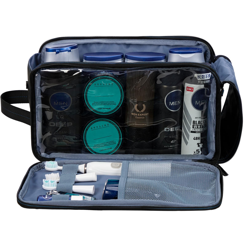 ZEEMO Travel Toiletry Bag for Men – Large, Water-Resistant, Double-Sided Full-Open Dopp Kit