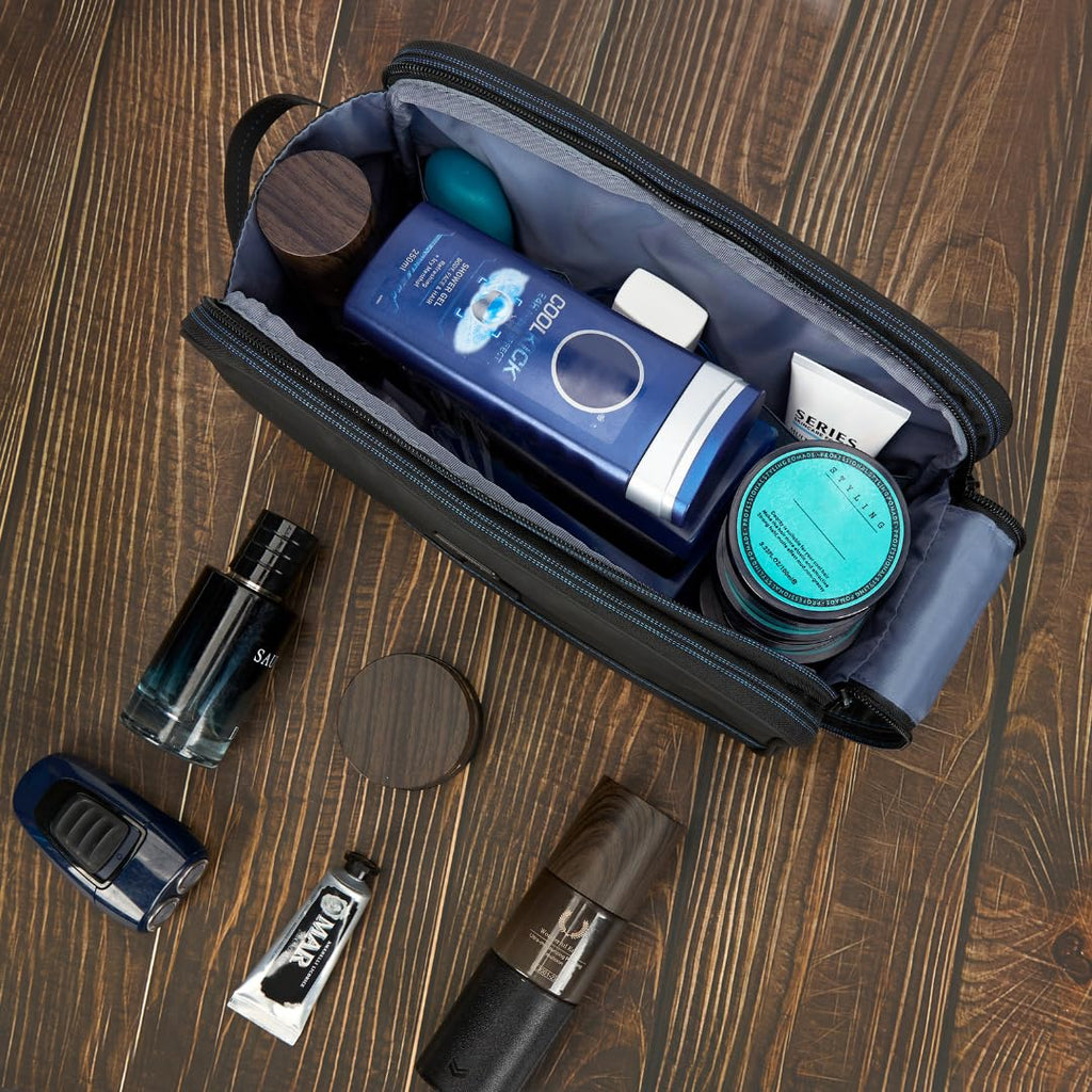 ZEEMO Travel Toiletry Bag for Men – Large, Water-Resistant, Double-Sided Full-Open Dopp Kit